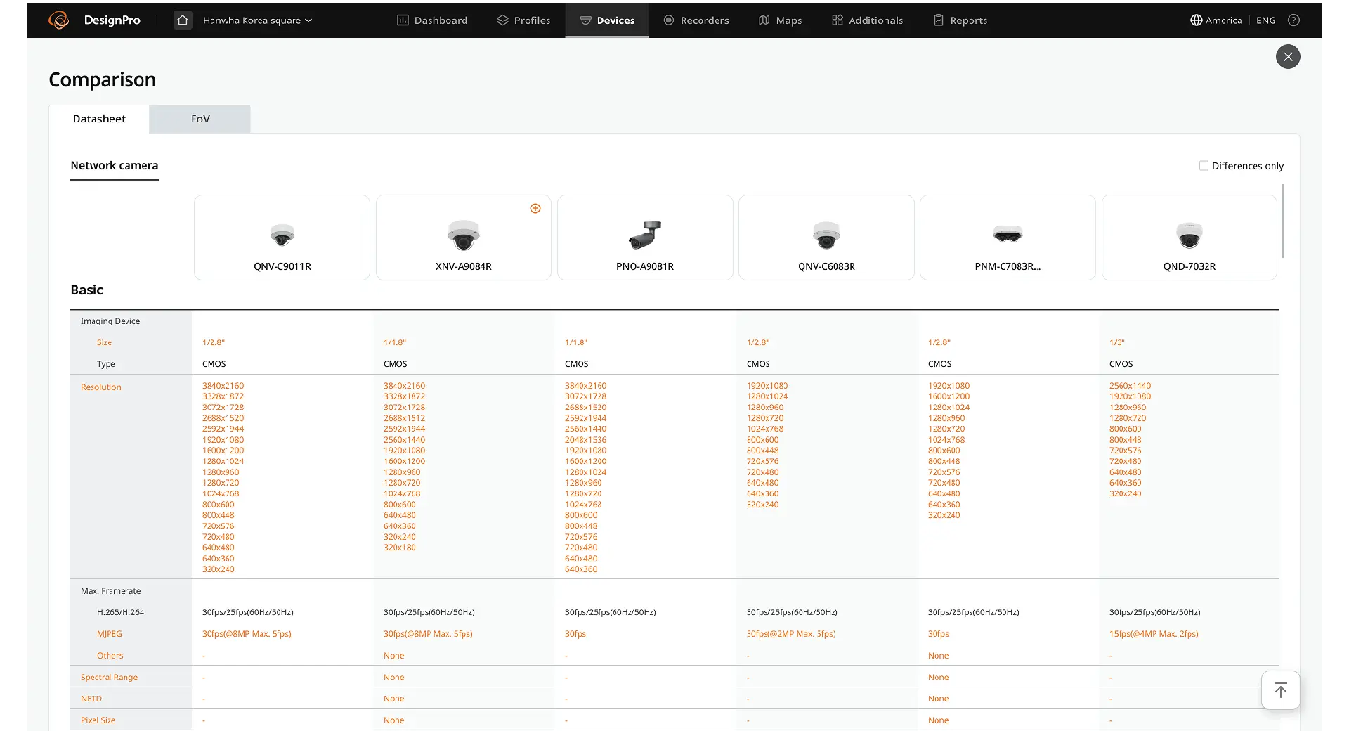 Comparison Hanwha Vision DesignPro